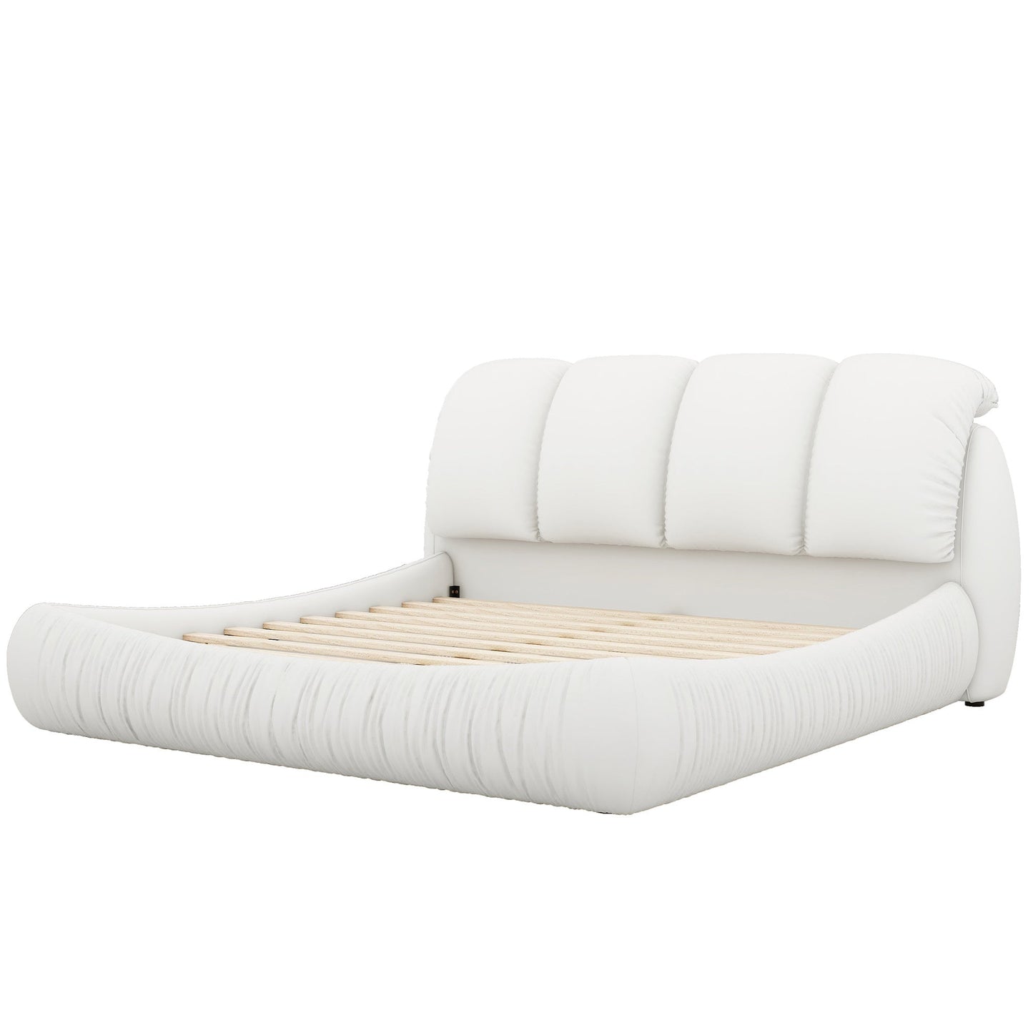 Cristo Upholstered King Size Bed With Oversized Padded Backrest - Divine Heart L.A.