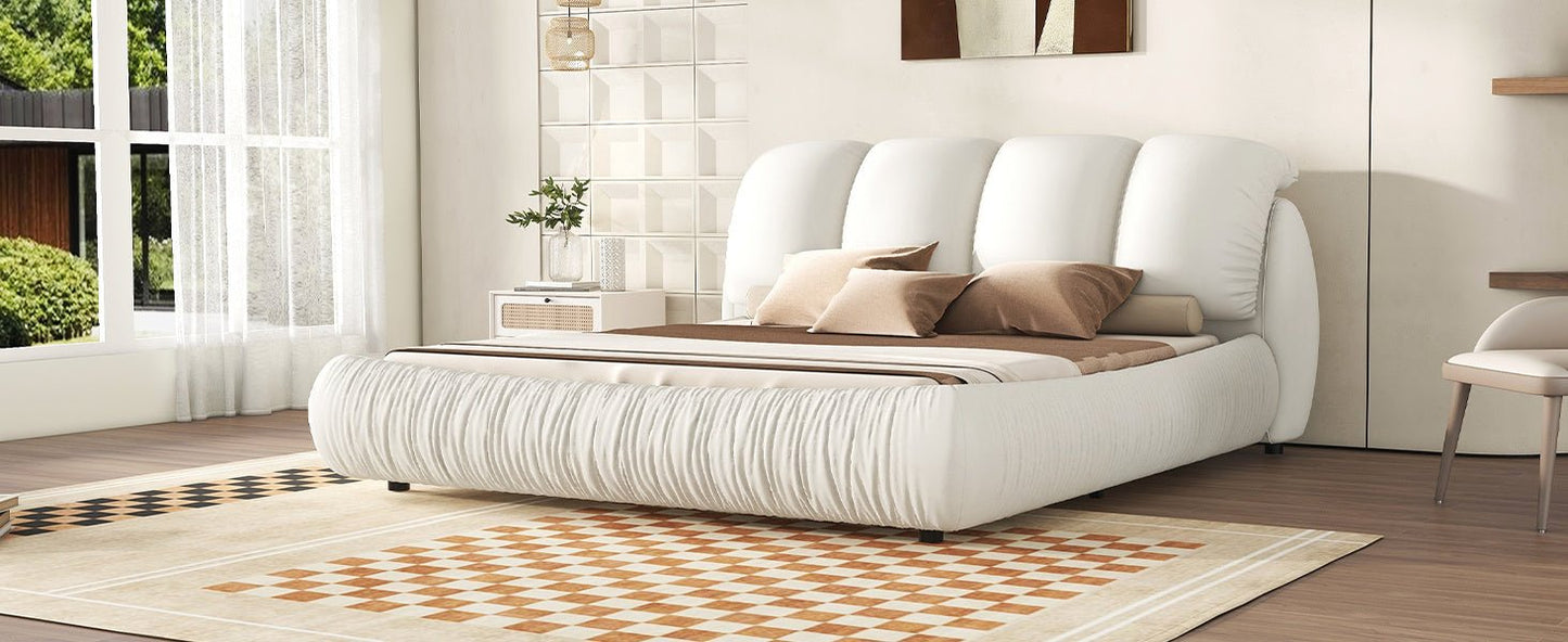 Cristo Upholstered King Size Bed With Oversized Padded Backrest - Divine Heart L.A.