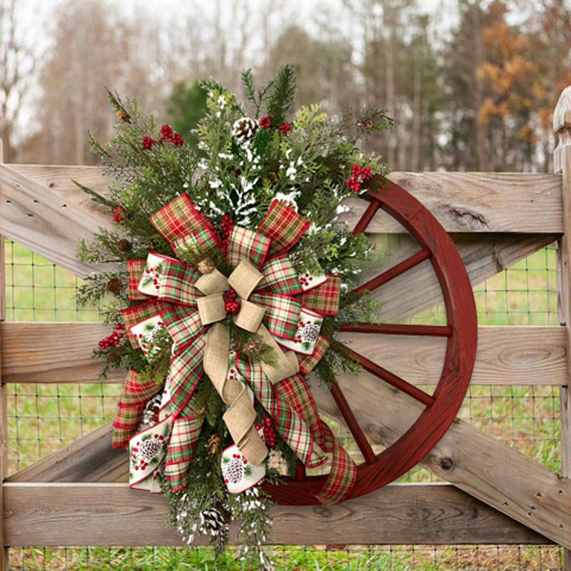 Country Christmas Wooden Wheel