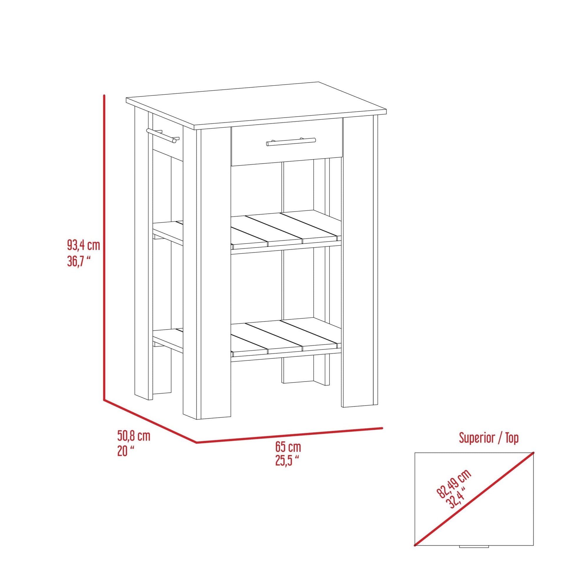 Danville 2 Piece Kitchen Set, Kitchen Island + Kitchen Cart, White / Light Oak - Divine Heart L.A.