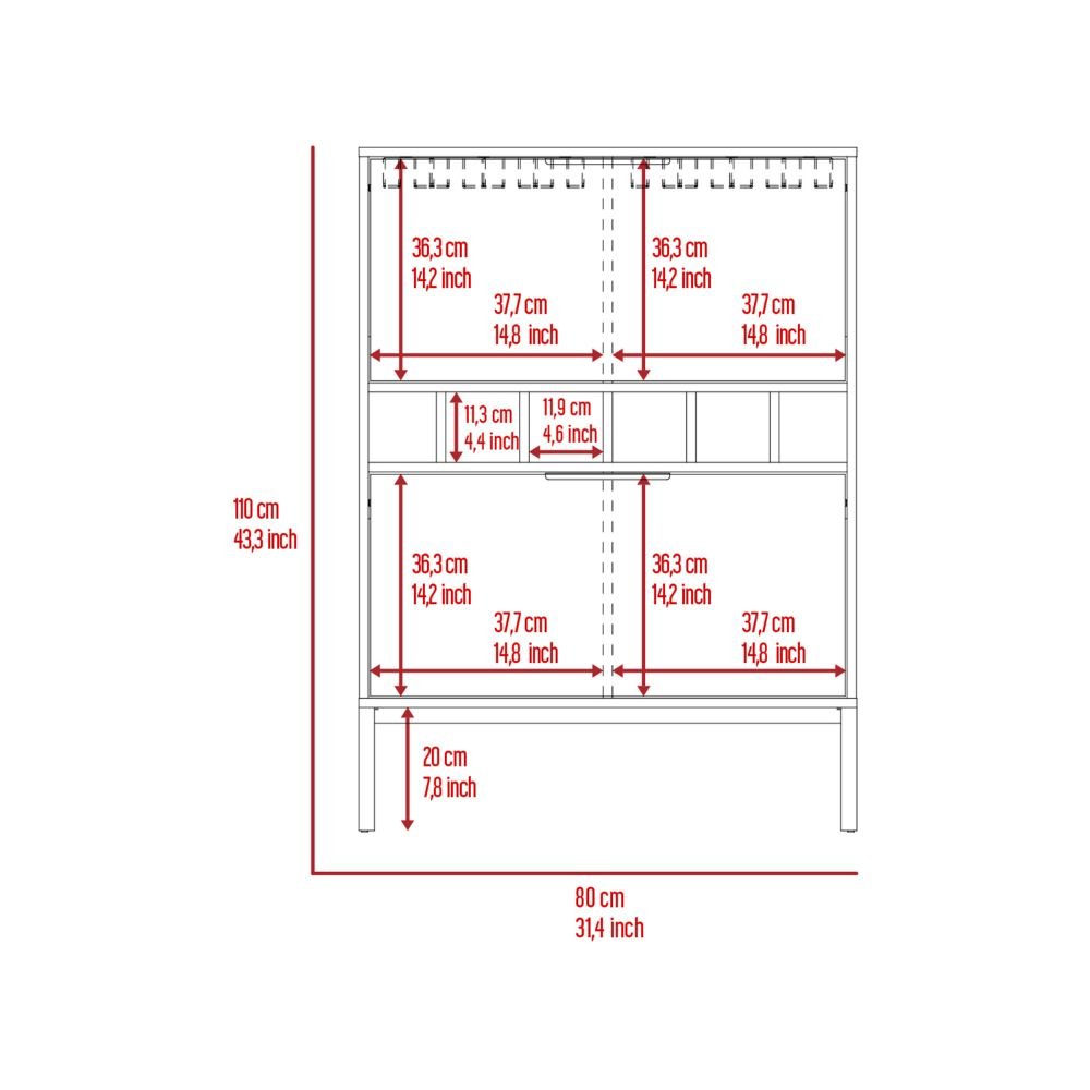 DEPOT E - SHOP Staten Bar Cabinet, Two Door Flexible Cabinets, Light Gray - Divine Heart L.A.