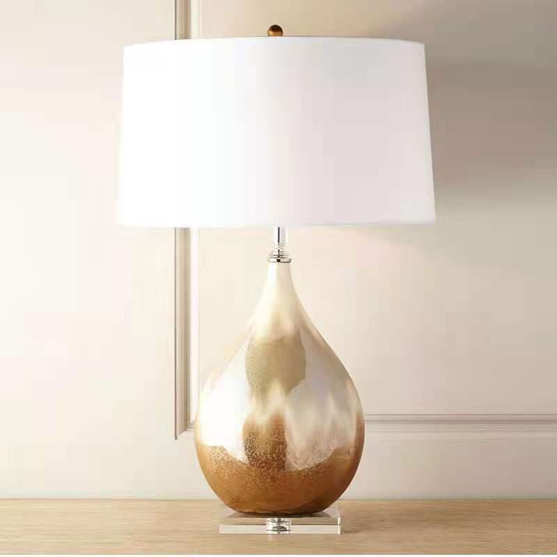 Desert Pearl Ceramic Table Lamp with White Shade - Divine Heart L.A.