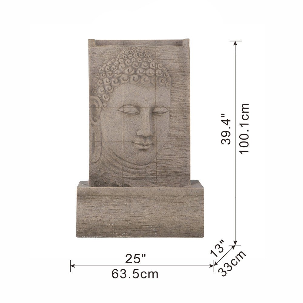 Divine Buddha Sandstone Fountain with Light - Divine Heart L.A.