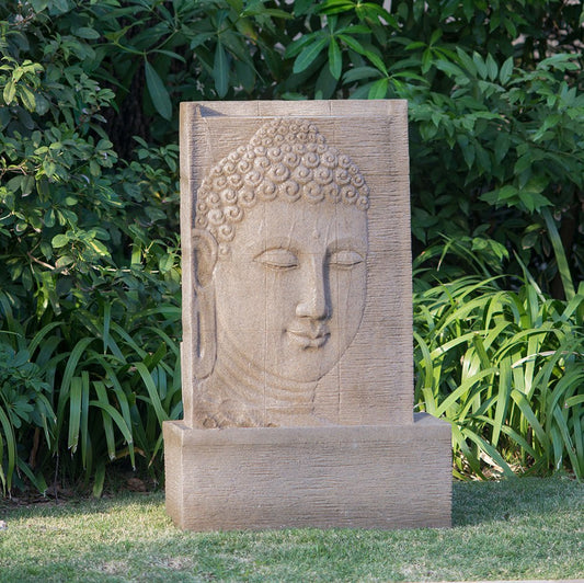 Divine Buddha Sandstone Fountain with Light - Divine Heart L.A.