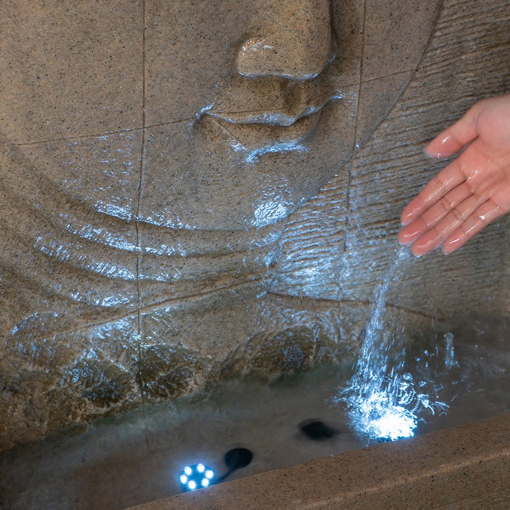 Divine Buddha Sandstone Fountain with Light - Divine Heart L.A.