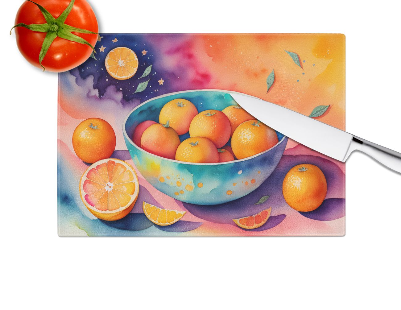 Oranges Glass Tempered Glass Kitchen Cutting and Serving Board