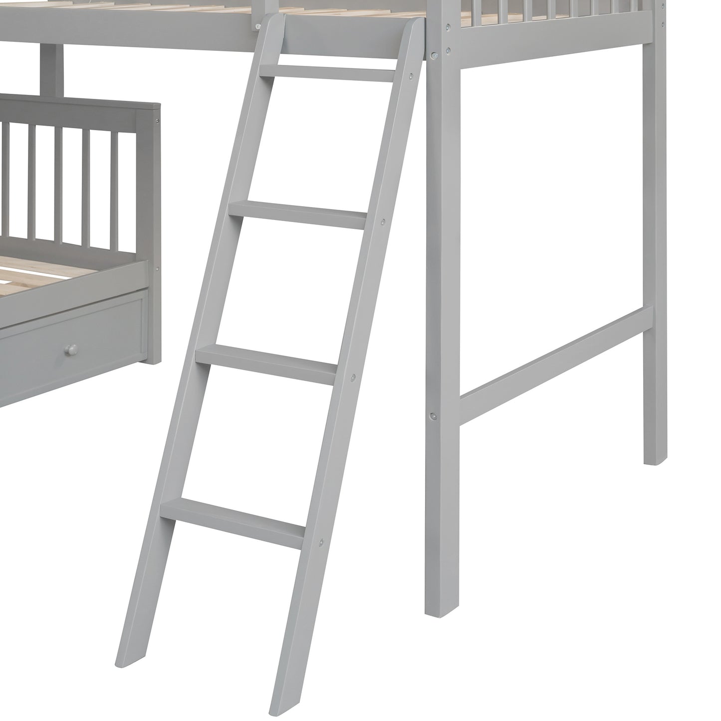 Twin over Full L-Shaped Bunk Bed With 3 Drawers, Ladder and Staircase