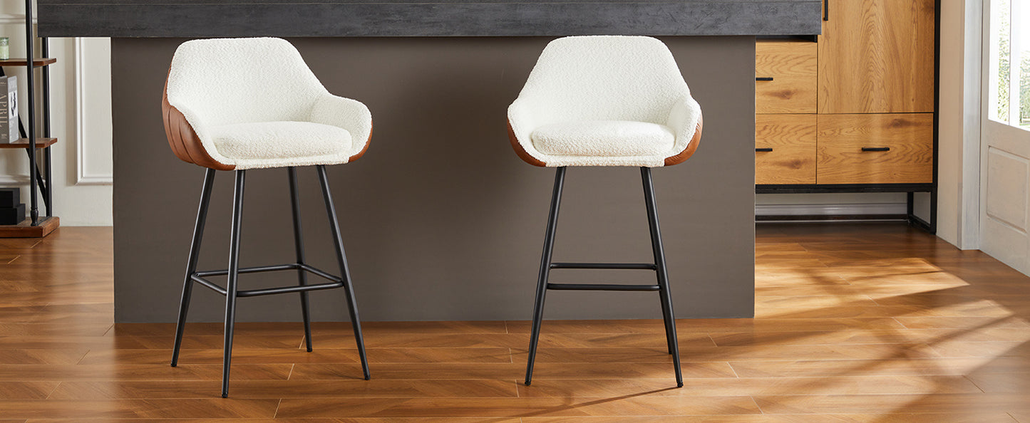 Goddard Leather Upholstered Bar Stool Set of 2