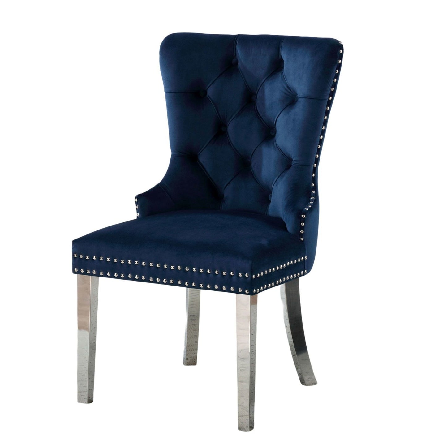 Talisa Button-Tufted Wingback Dining Chair Set of 2 in Blue