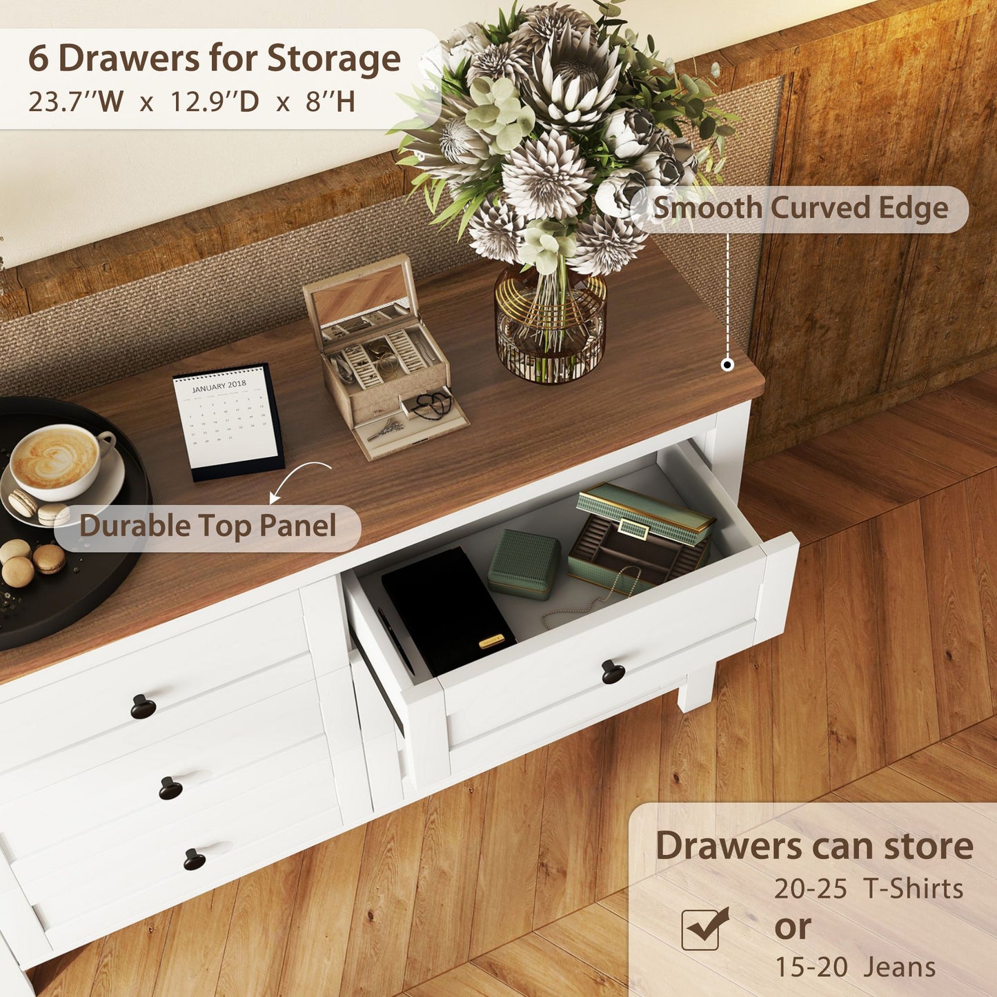 Frazier 3 Pc. Full Platform Bedroom Suite in White & Brown