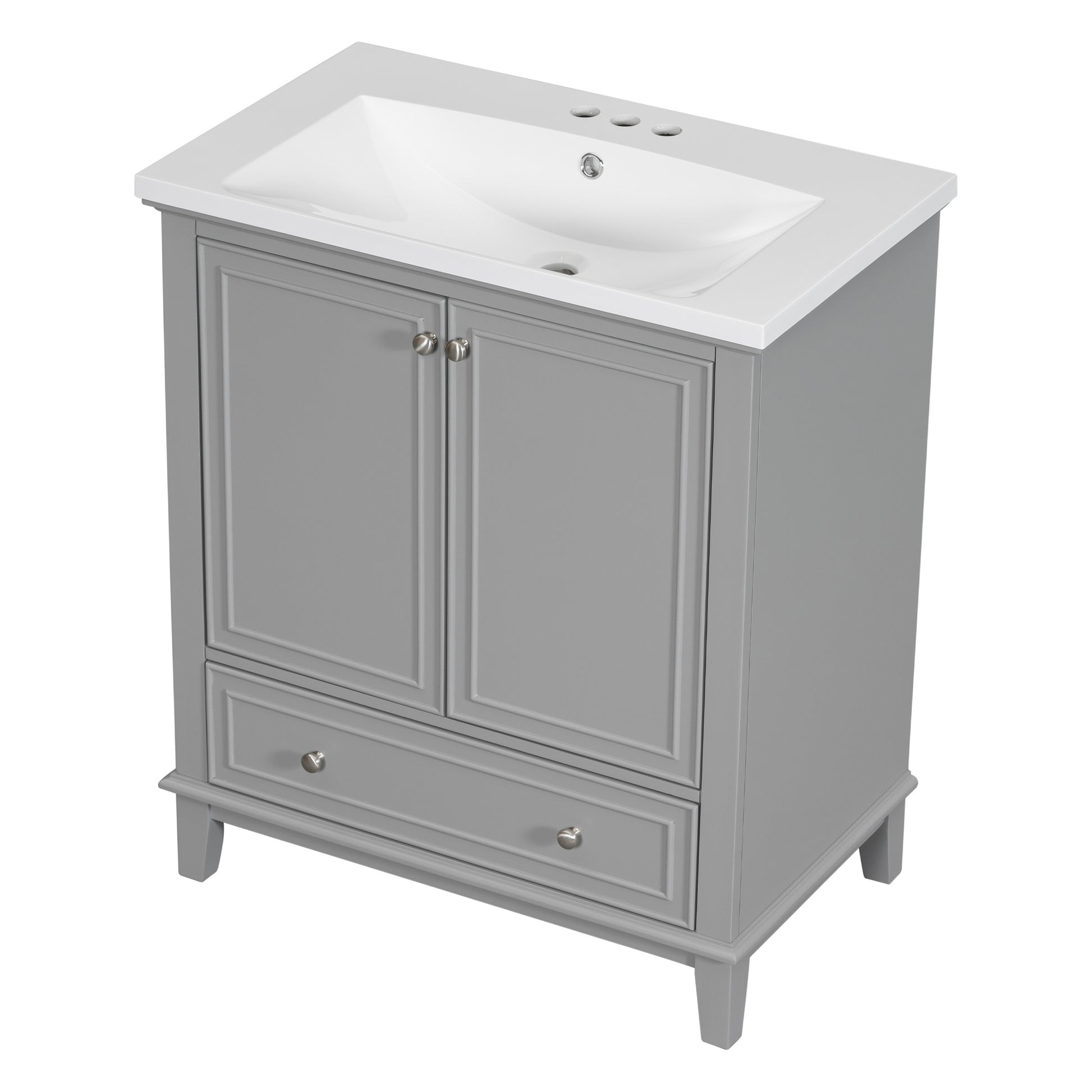 30\\\" Bathroom Vanity with Sink Combo, Multi-functional Bathroom Cabinet with Doors and Drawer, Solid Frame and MDF Board - Divine Heart L.A.