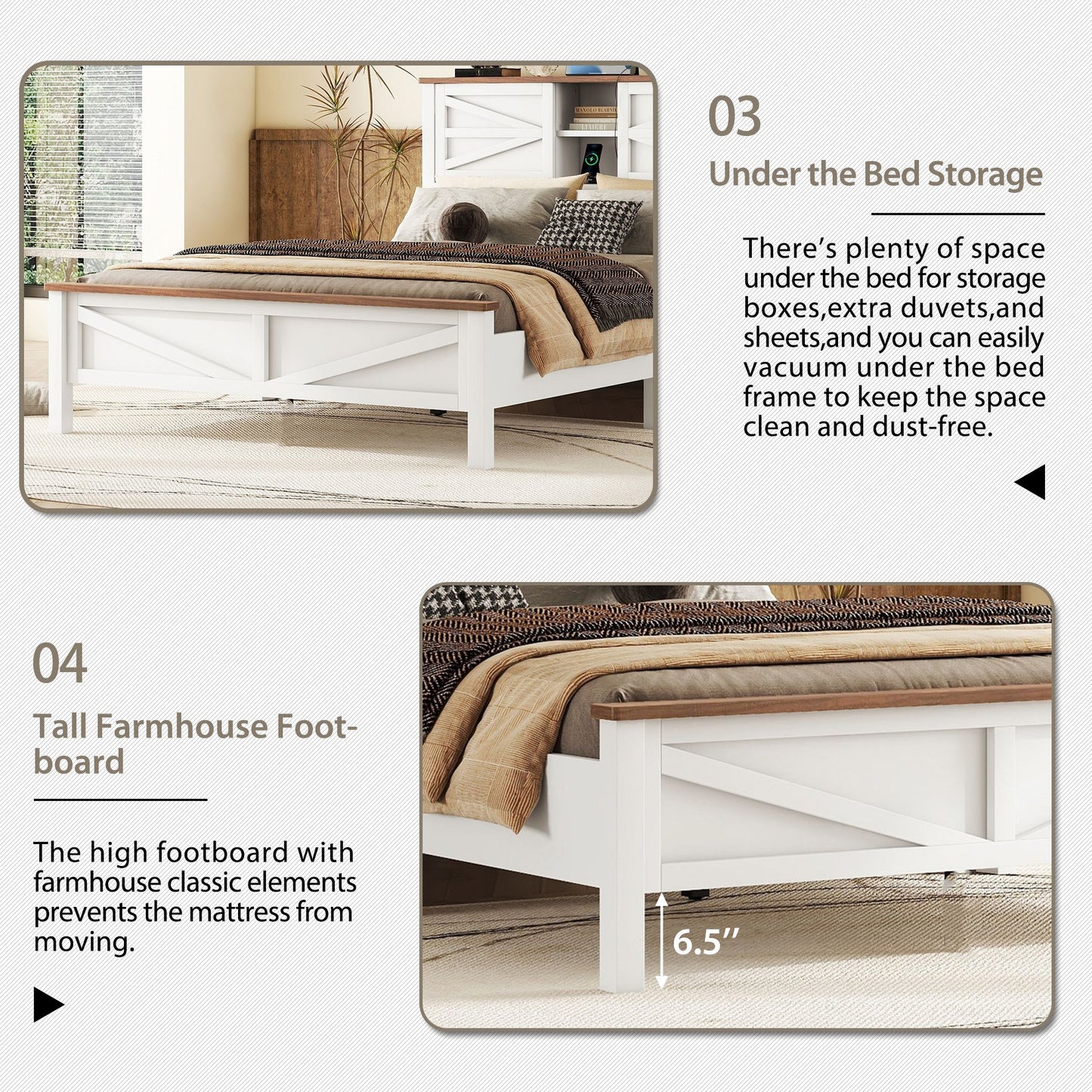 Frazier 3 Pc. Full Platform Bedroom Suite in White & Brown