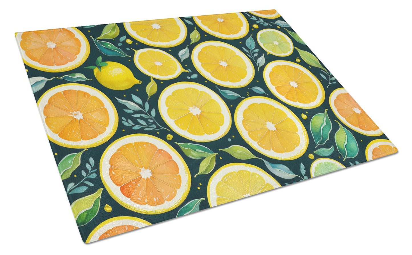 Lemons III Tempered Glass Kitchen Cutting and Serving Board