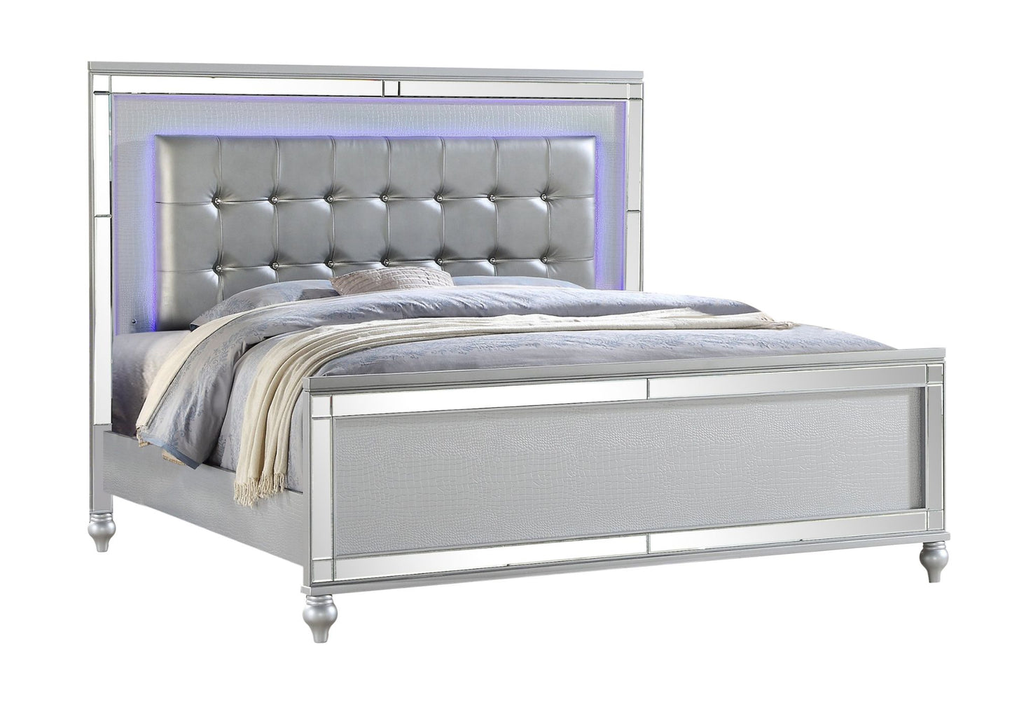 Sterling King 5 Pc. LED Bedroom Suite in Silver