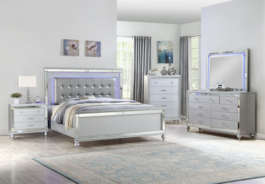 Sterling King 5 Pc. LED Bedroom Suite in Silver