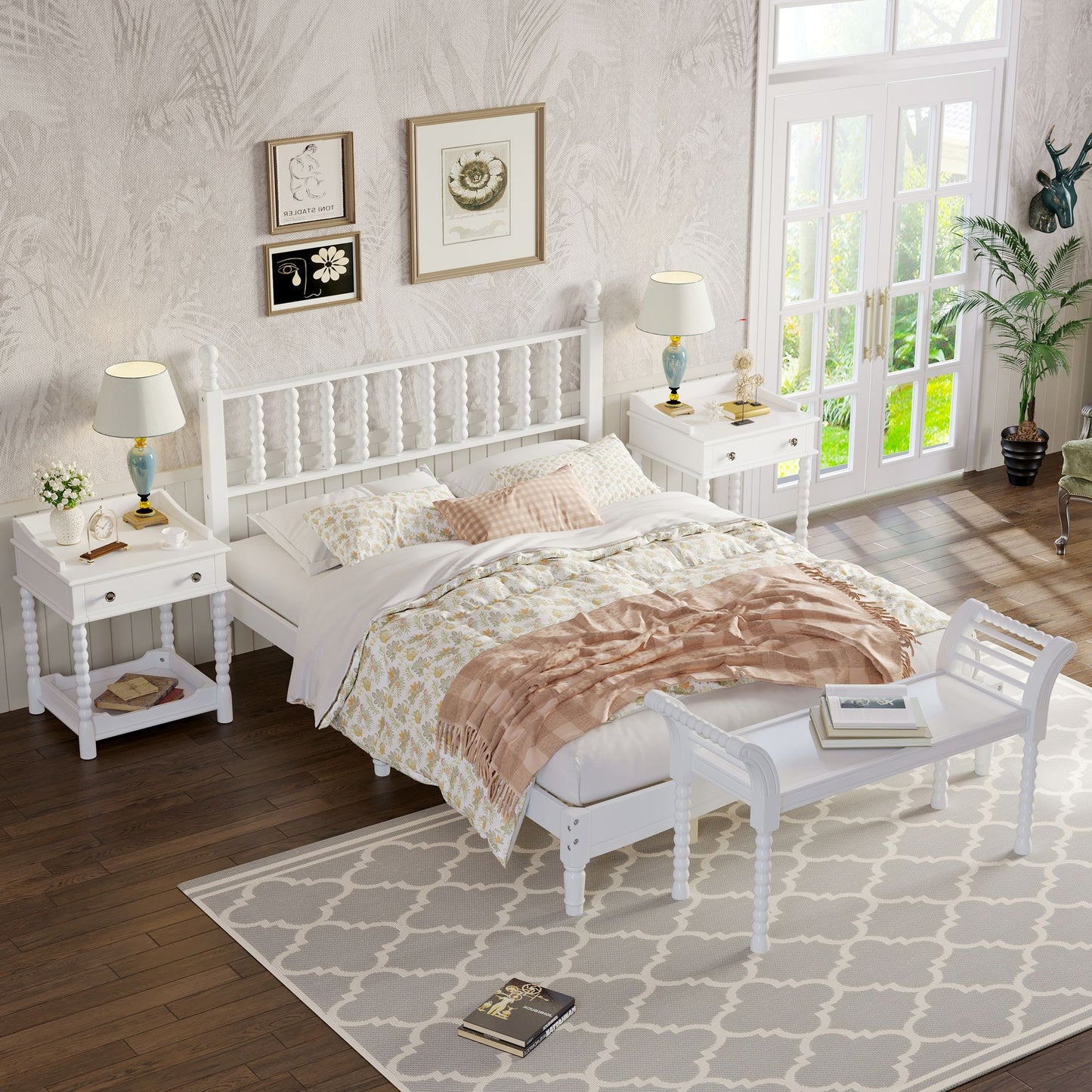 4 Pc. Queen Platform Bedroom Suite in White