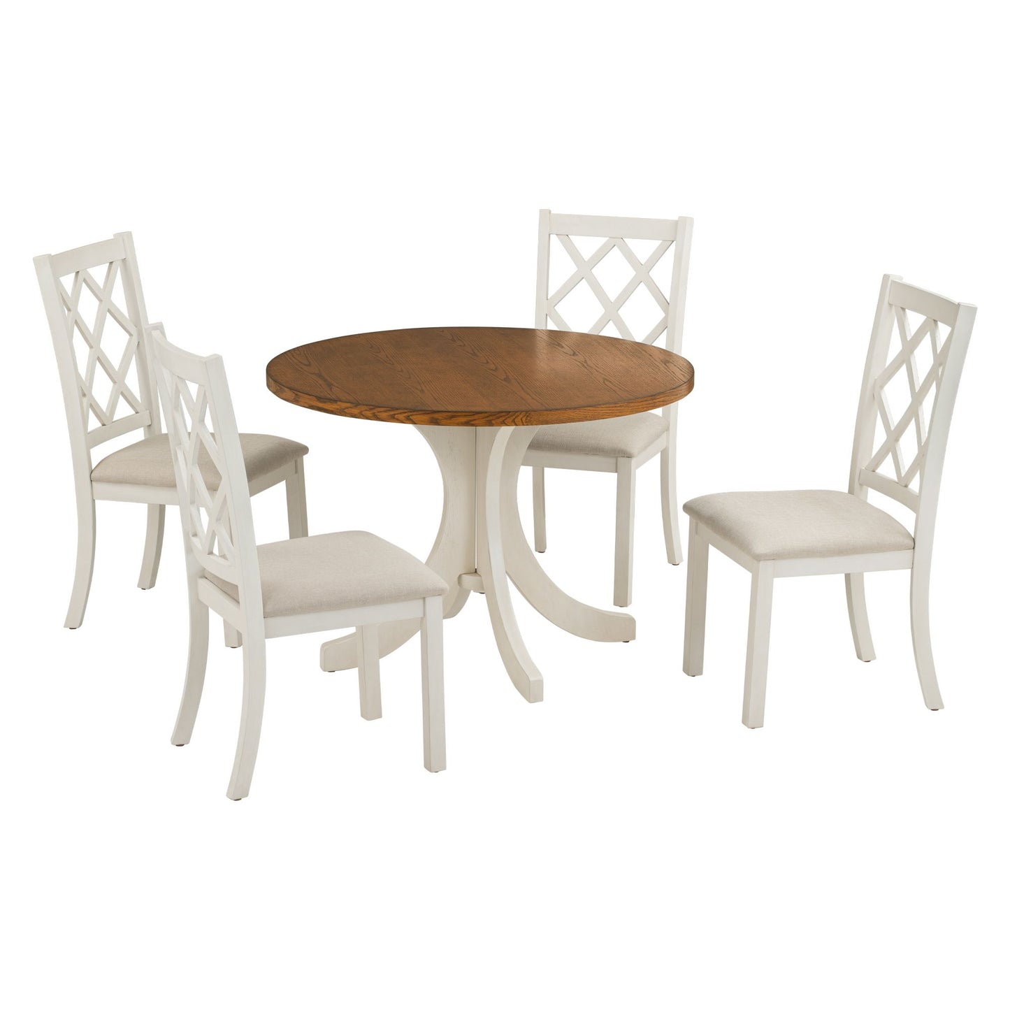 5 Pc. Round Dining Table Set with Upholstered Chairs