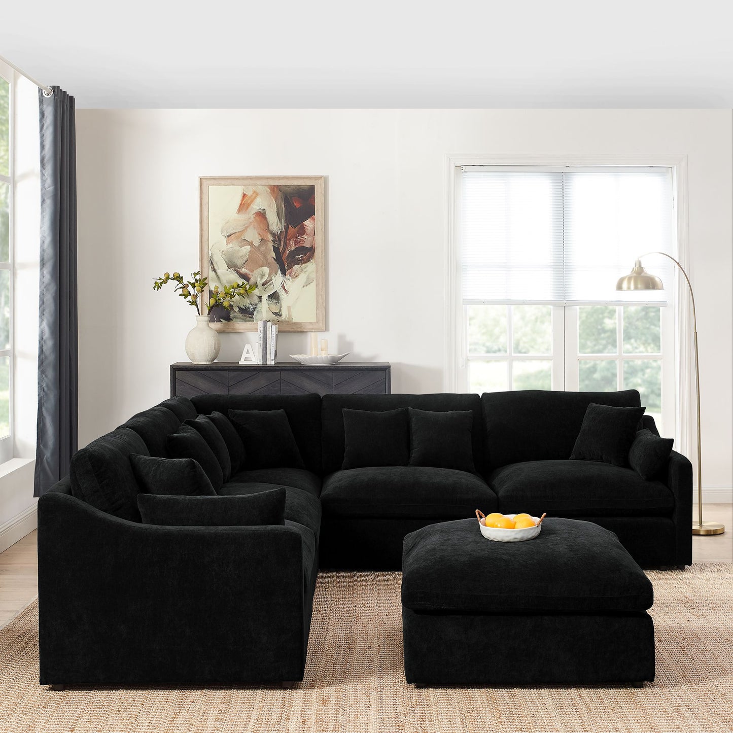 Oscar B. Oversized L-Shaped Sectional Sofa w/Removable Down-Filled Seat Cushions