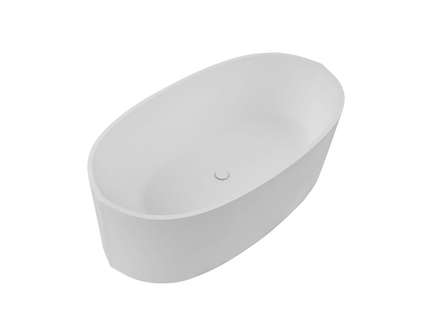 65" Freestanding Stone Resin Oval Soaking Tub with Overflow and Pop-up Drain in Matte White 24S08-65MW