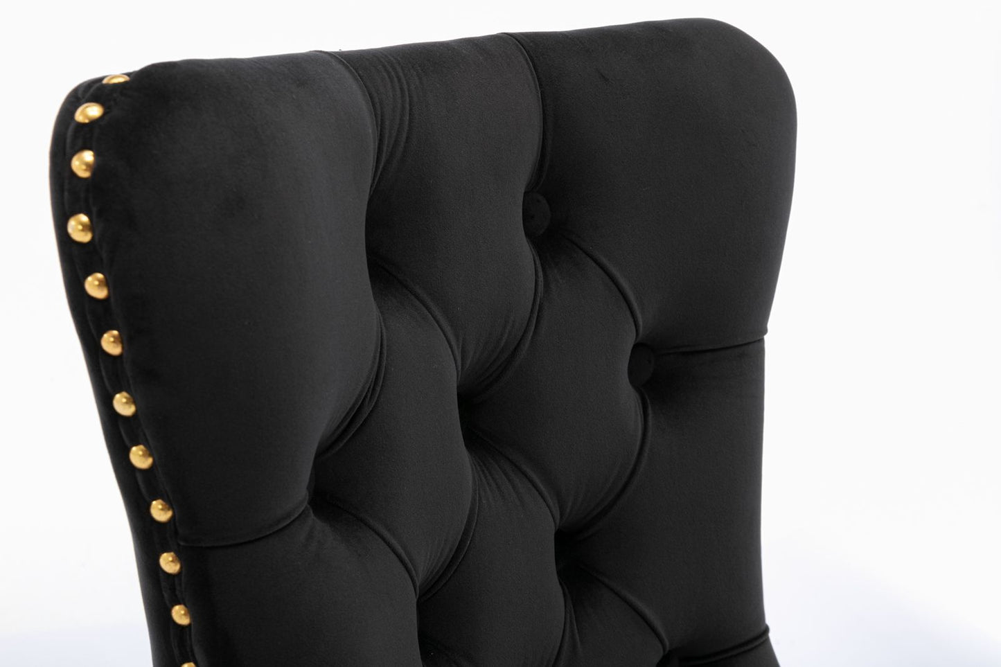 Lorelei Velvet Tufted Dining Chair Set of 2 in Black and Gold