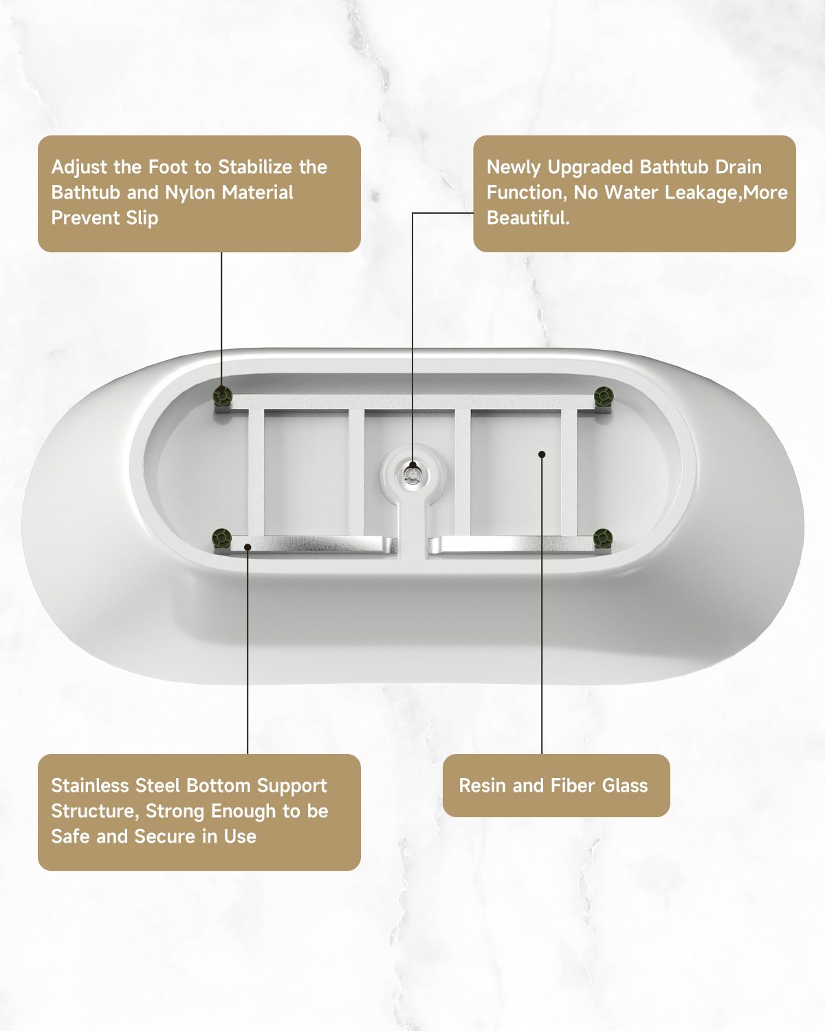 67" Acrylic Freestanding Soaking Tub with Chrome Overflow and Pop Up Drain