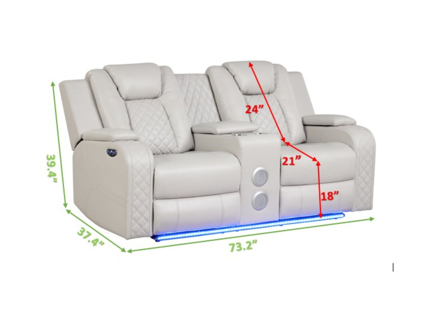 Rover 3 Pc. LED & Power Recliner Sofa Set  in Ice