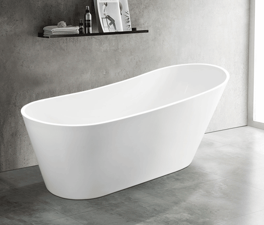 67" Freestanding Acrylic Oval Soaking Tubs with Chrome Overflow and Pop Up Drain