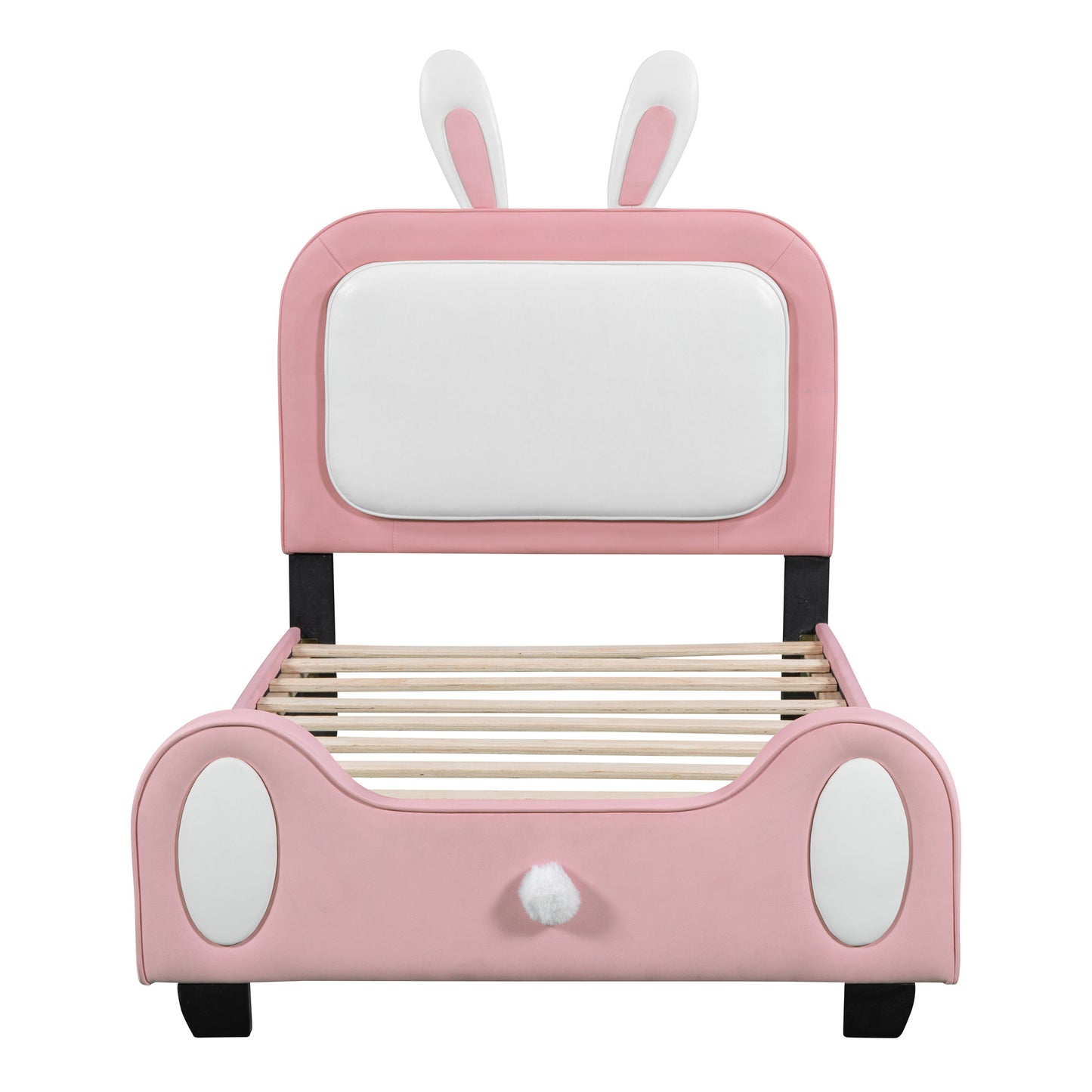 Twin size Upholstered Rabbit-Shape Princess Bed ,Twin Size Platform Bed with Headboard and Footboard