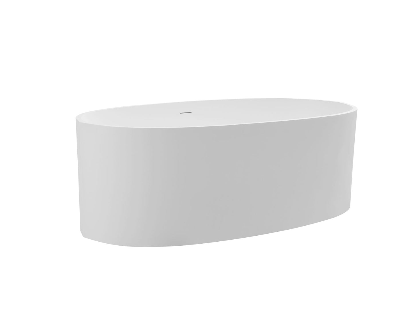 65" Freestanding Stone Resin Oval Soaking Tub with Overflow and Pop-up Drain in Matte White 24S08-65MW