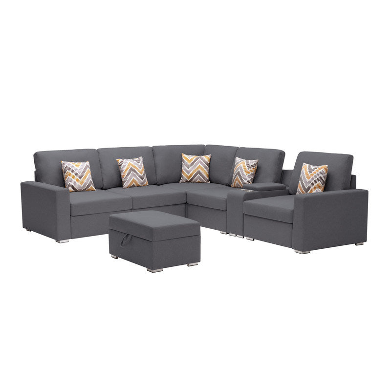 Nolan 106" in. 7Pc Reversible Sectional Sofa Set