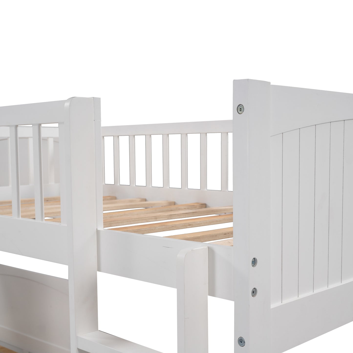 Twin Size Bunk Bed with a Loft Bed attached, with Two Drawers,Gray