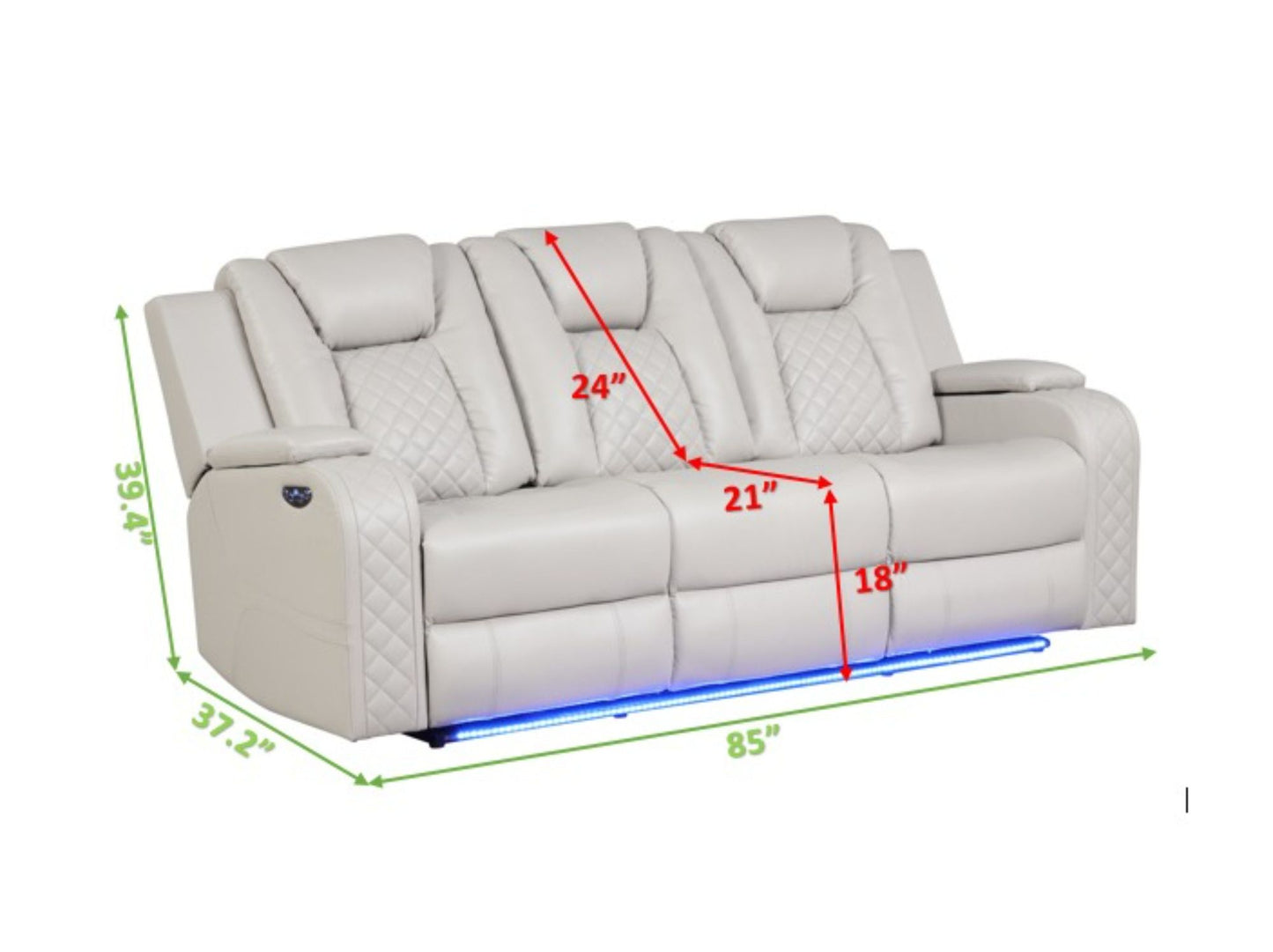 Rover 3 Pc. LED & Power Recliner Sofa Set  in Ice