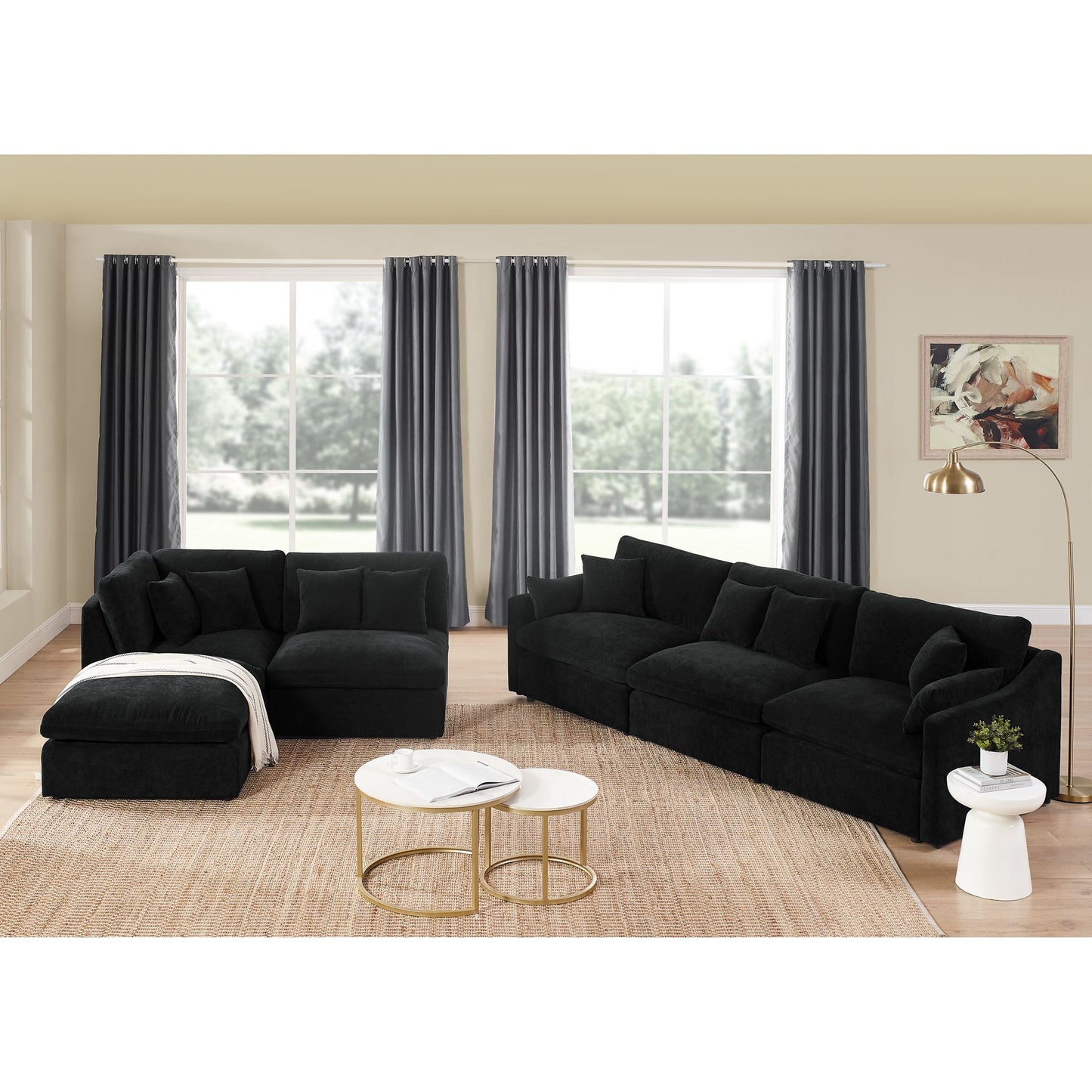 Oscar B. Oversized L-Shaped Sectional Sofa w/Removable Down-Filled Seat Cushions