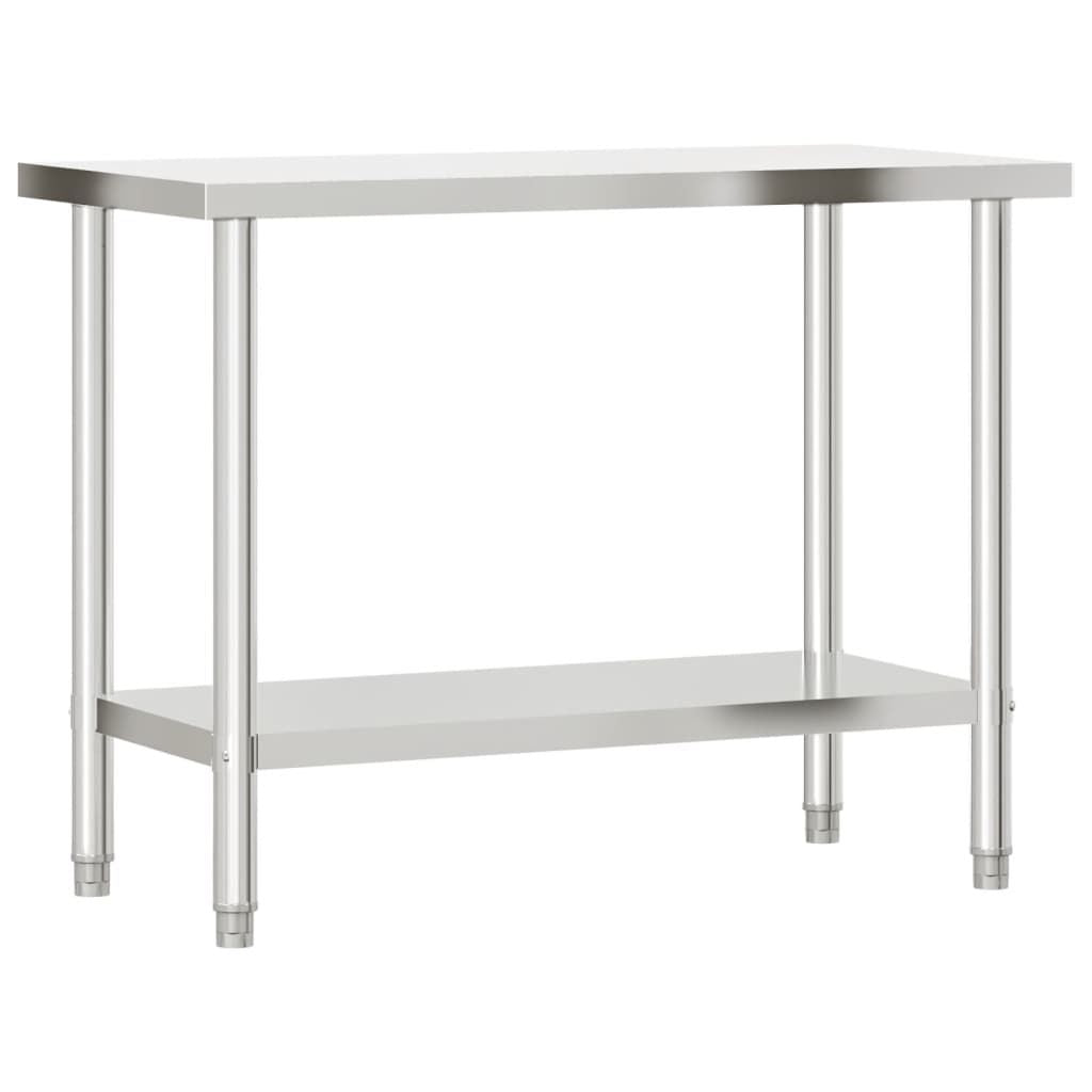 Kitchen Work Table with Overshelf 43.3"x21.7"x59.1" Stainless Steel