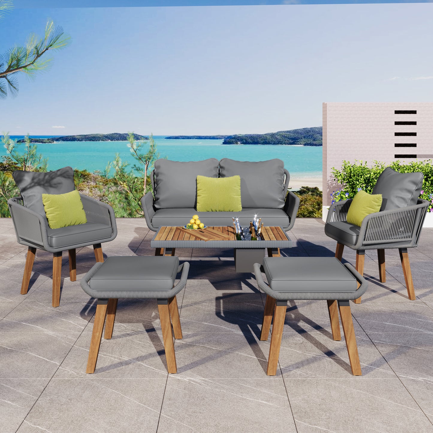 Marietta 6-Piece Woven Rope Patio Set