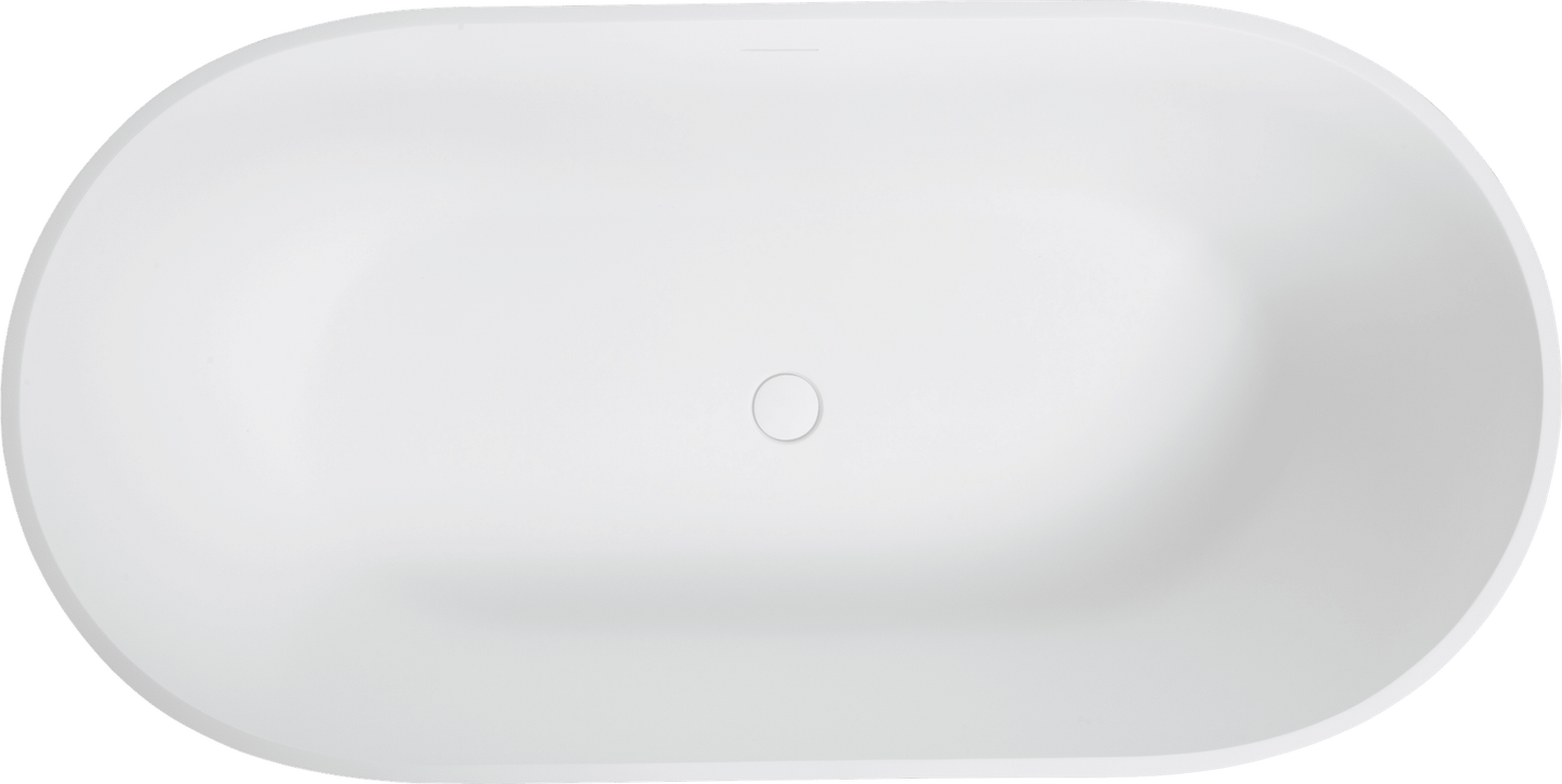 63" Freestanding Luxury Soaking Bathtub with Overflow and Pop-up Drain in Matte White 23S03-63MW