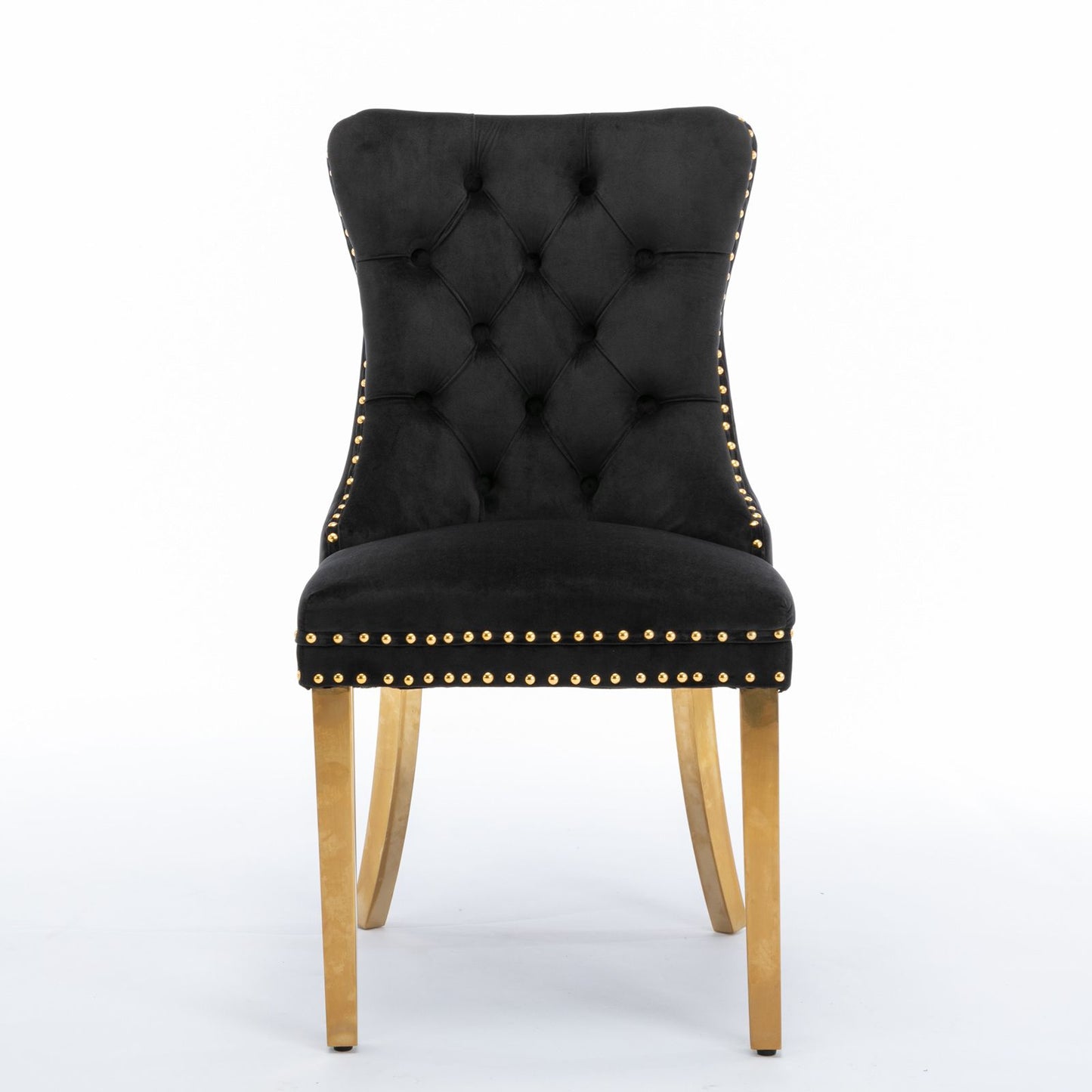 Lorelei Velvet Tufted Dining Chair Set of 2 in Black and Gold