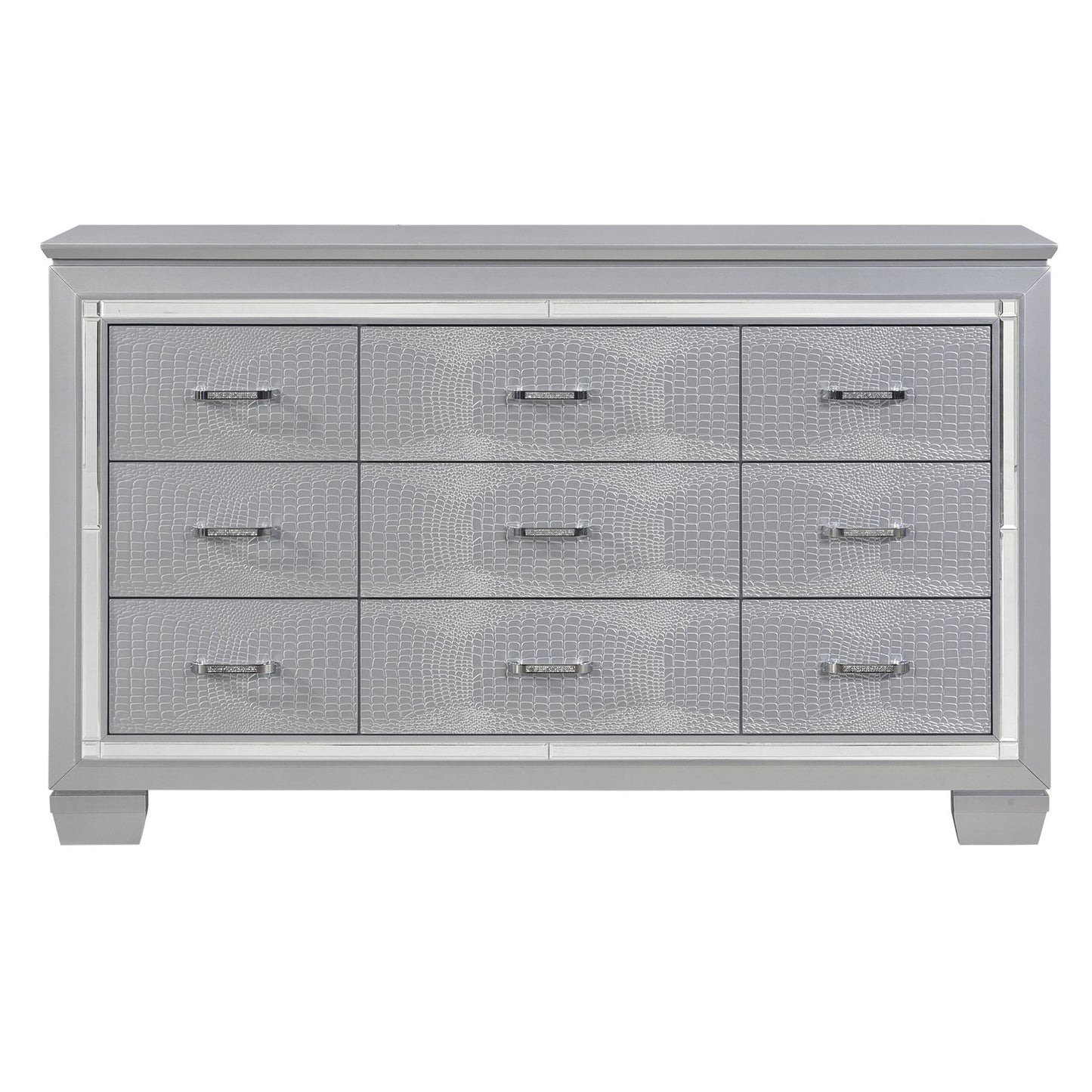 Allura Faux Alligator Embossed Nine Drawer Dresser