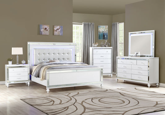 Sterling Full 5 Pc LED Bedroom Suite in White