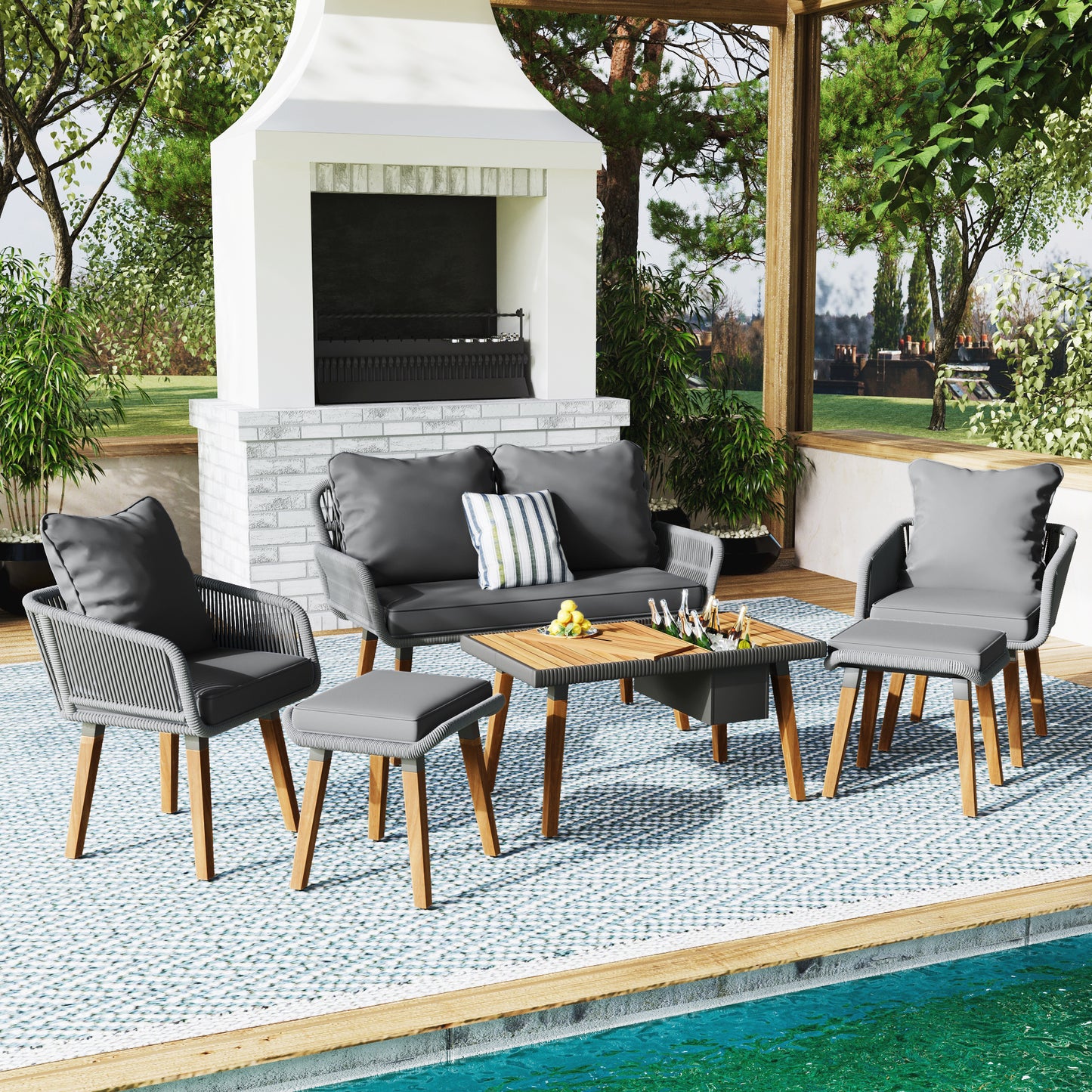 Marietta 6-Piece Woven Rope Patio Set