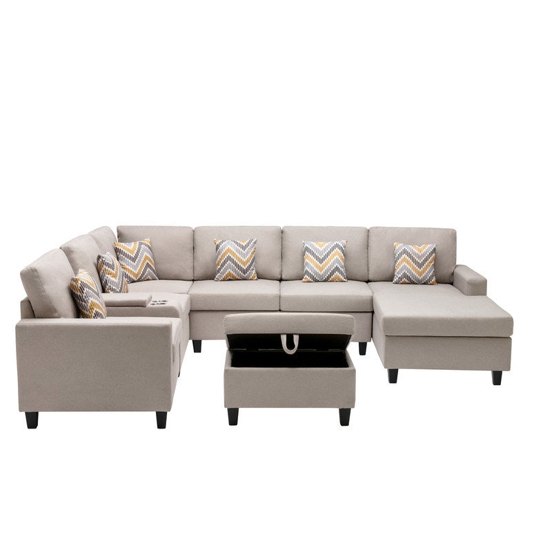 Nolan 124" 8Pc Reversible Chaise Sectional Sofa