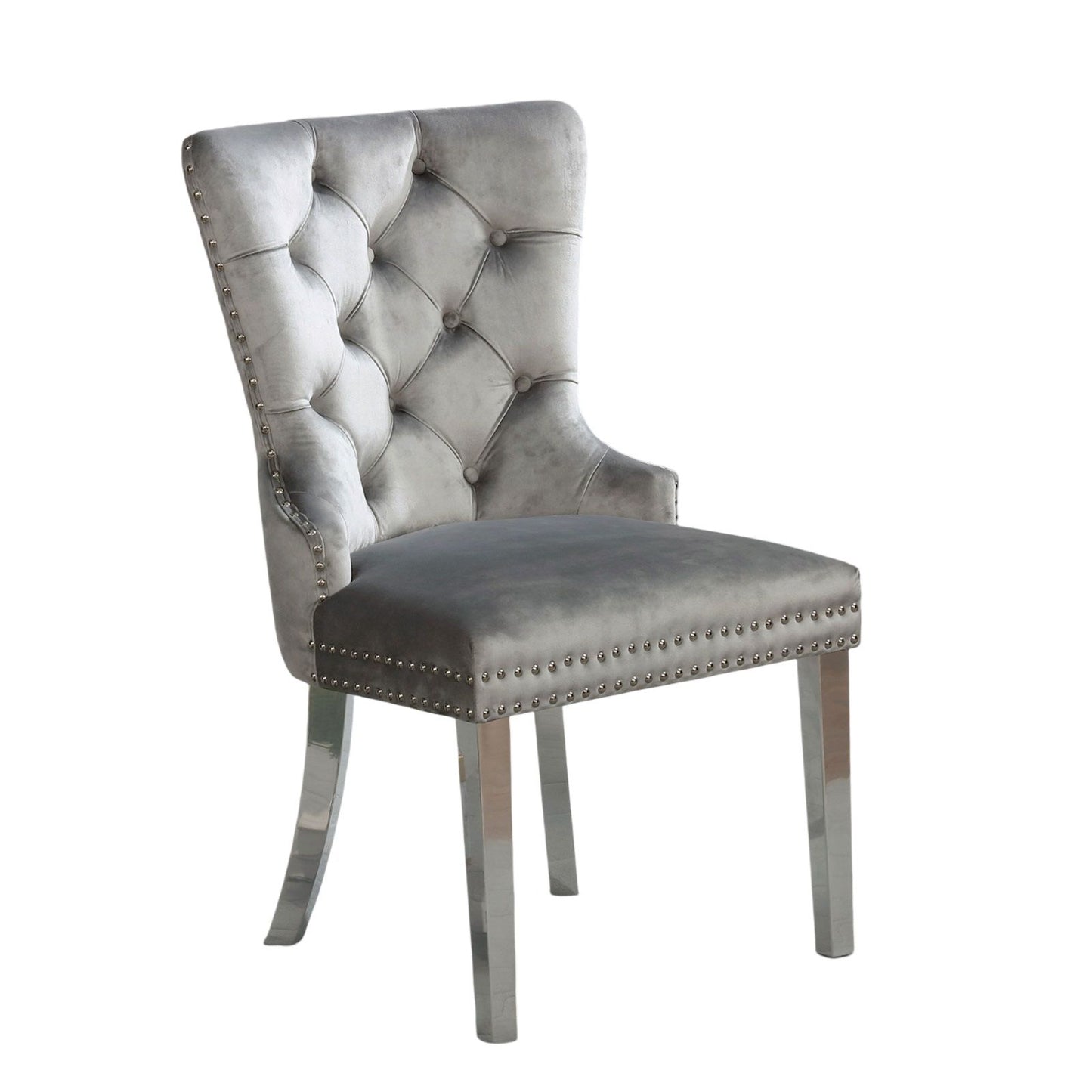 Talisa Button-Tufted Wingback Dining Chair Set of 2 in Grey