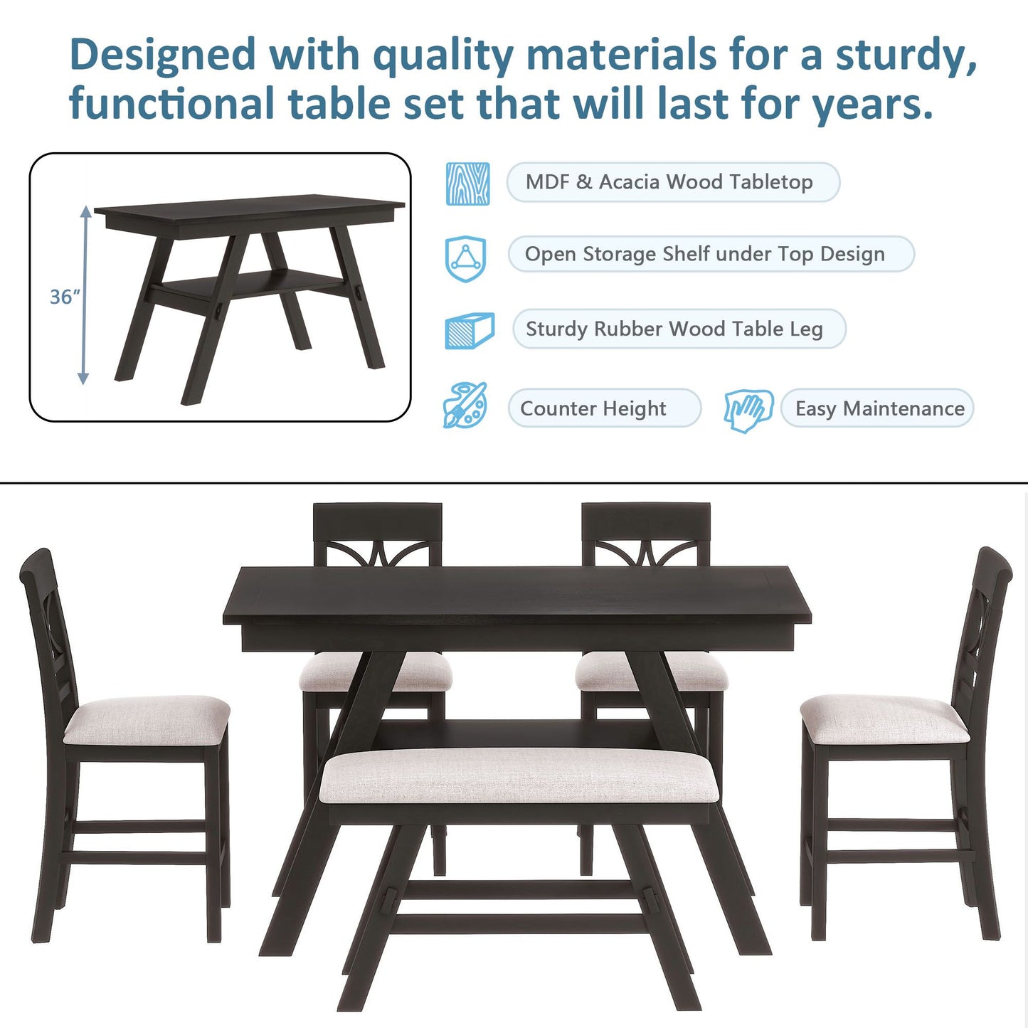 6 Pc. Collette Dining Table Set