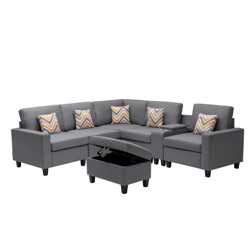 Nolan 106" in. 7Pc Reversible Sectional Sofa Set