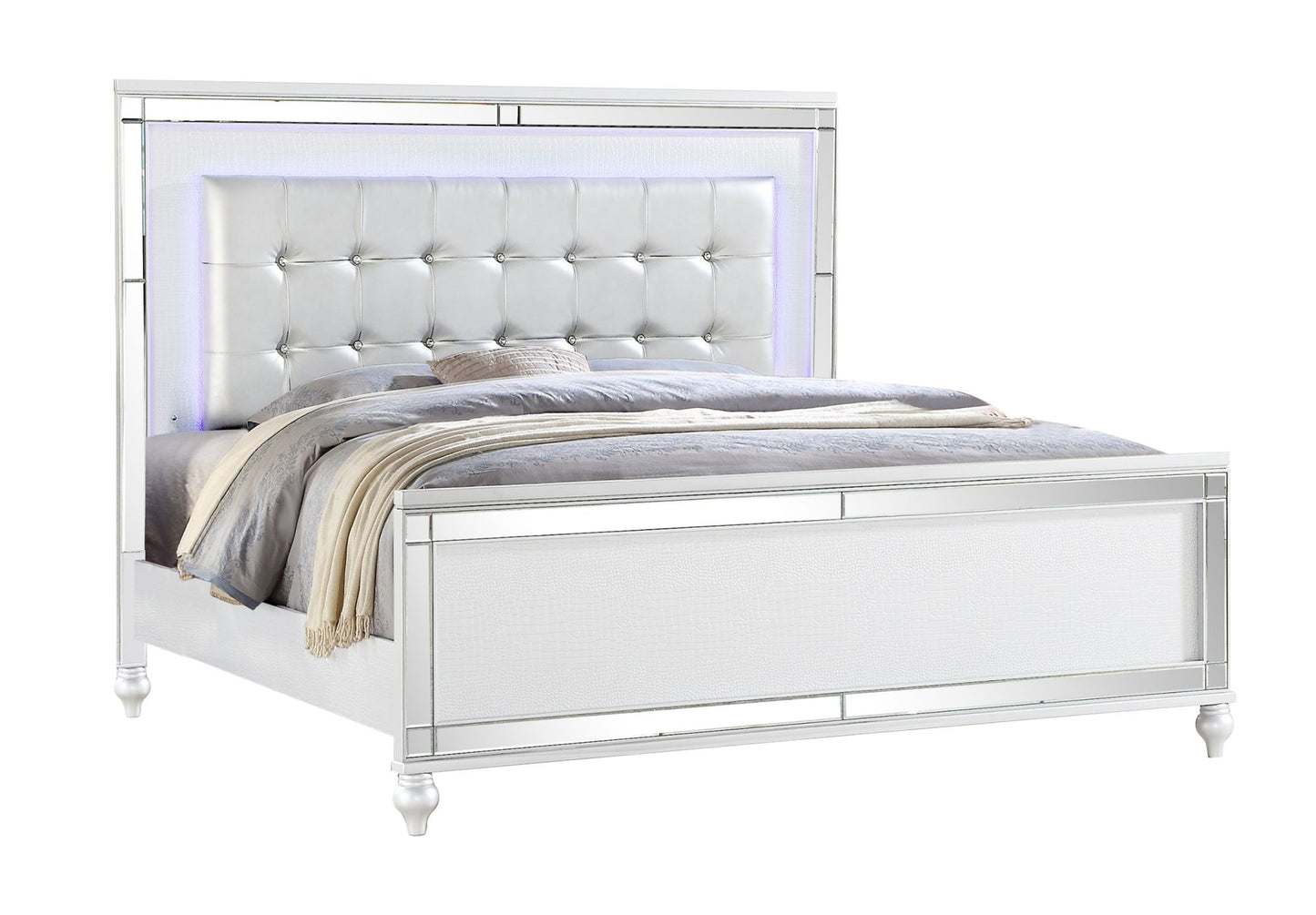 Sterling Full 5 Pc LED Bedroom Suite in White