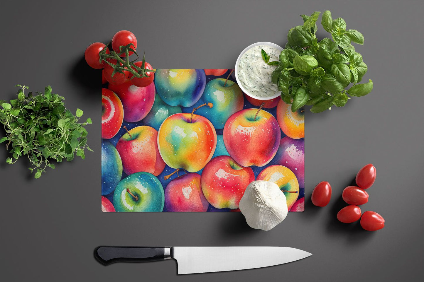 Apples Tempered Glass Kitchen Cutting and Serving Board