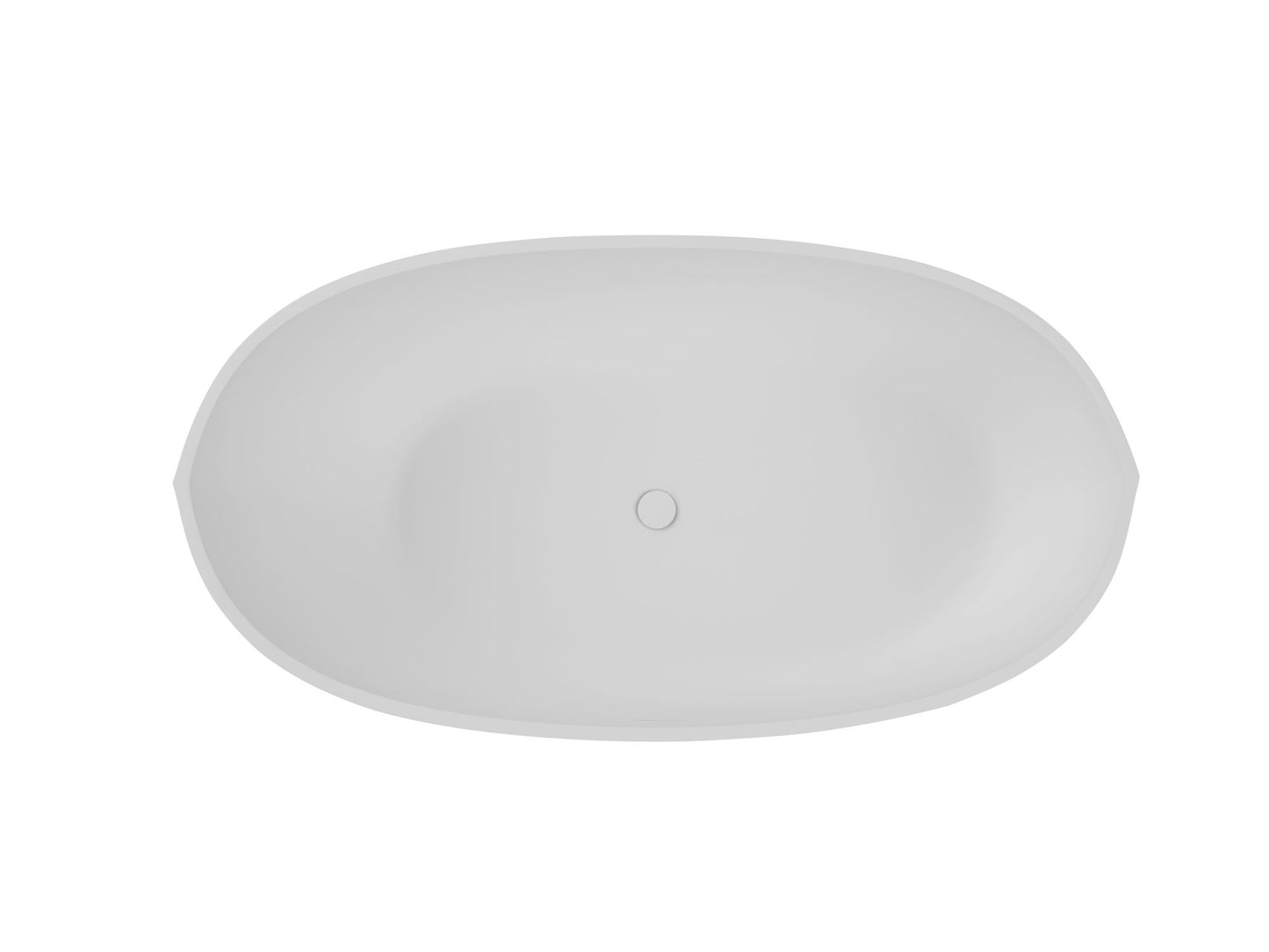 65" Freestanding Stone Resin Oval Soaking Tub with Overflow and Pop-up Drain in Matte White 24S08-65MW