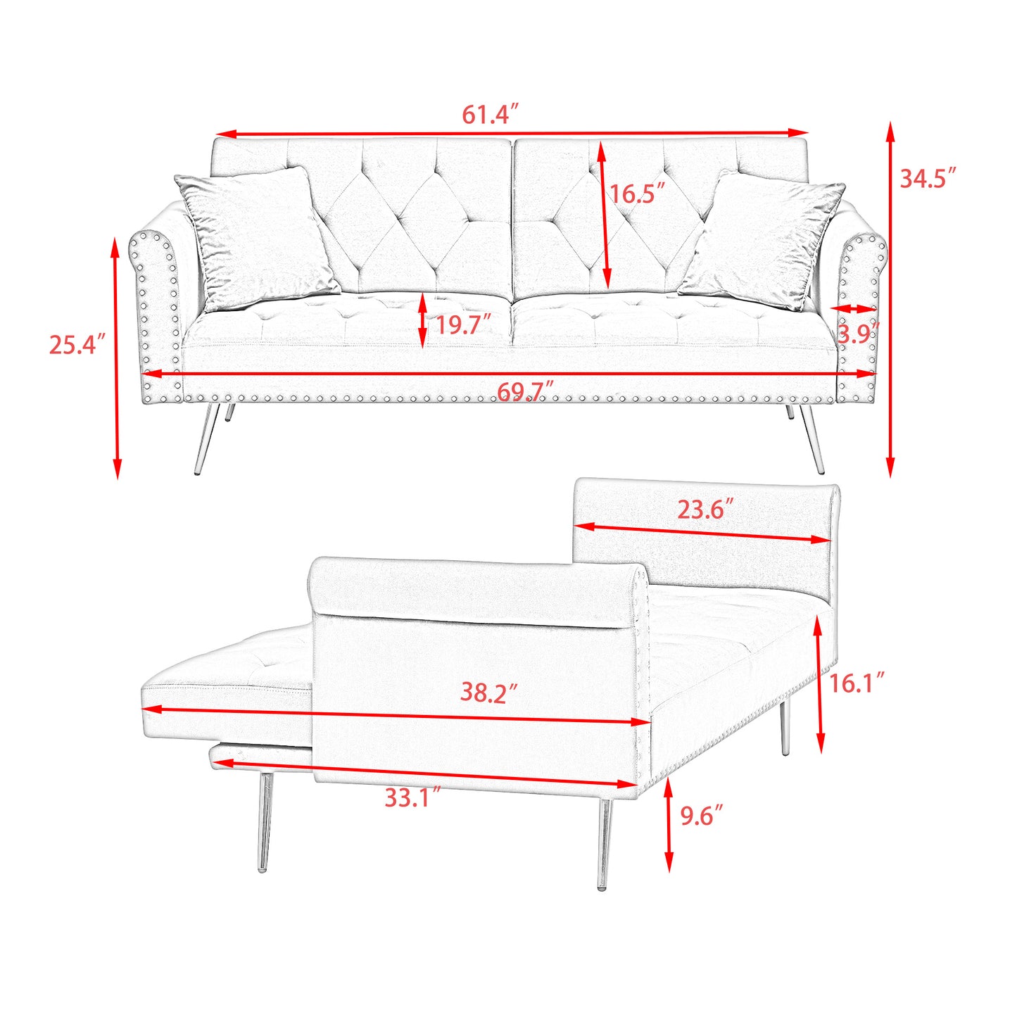 Clairmount Tufted Velvet Sofa Bed