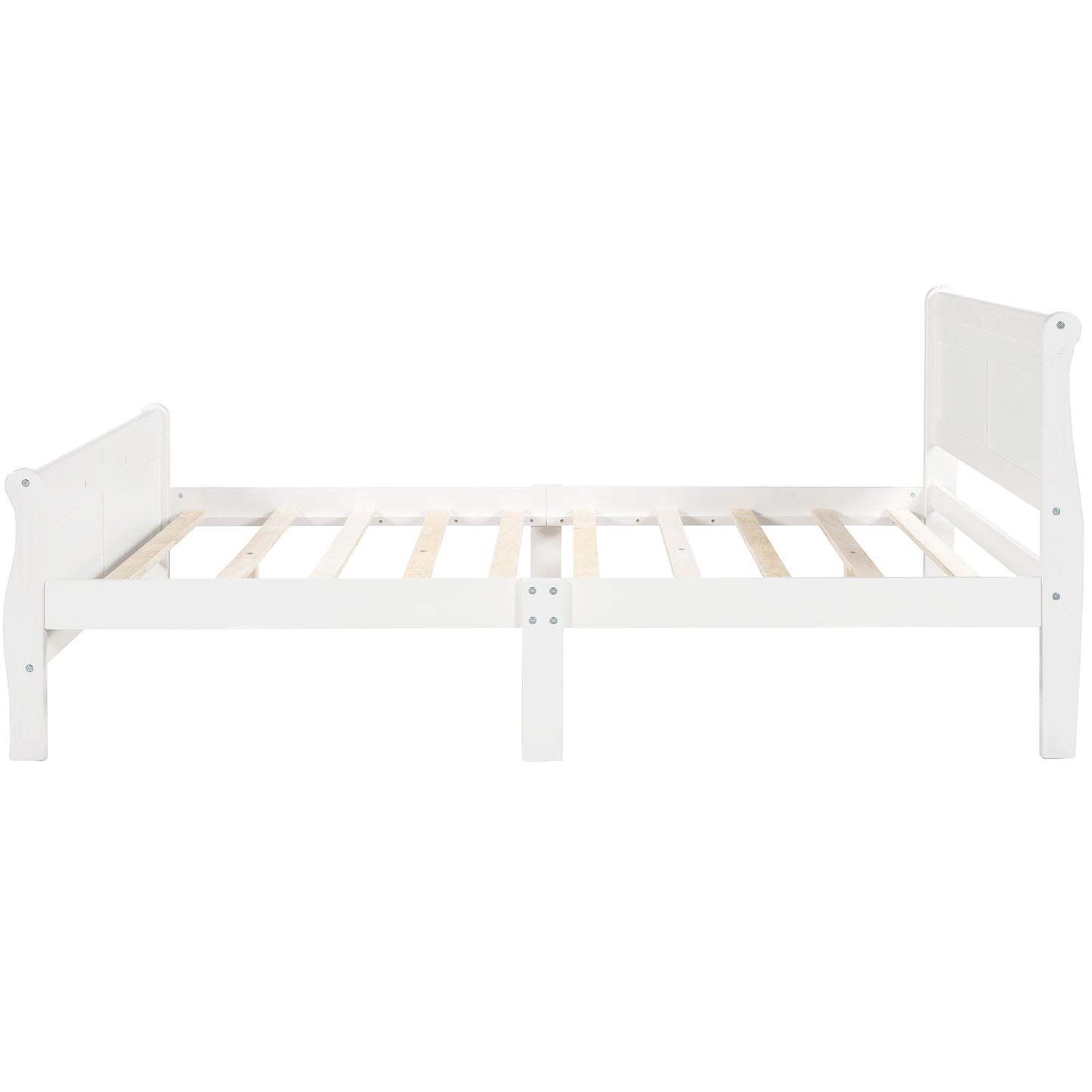 Queen Size Wood Platform Bed with Headboard and Wooden Slat Support