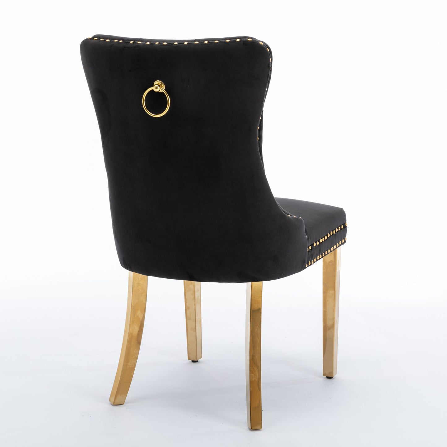 Lorelei Velvet Tufted Dining Chair Set of 2 in Black and Gold